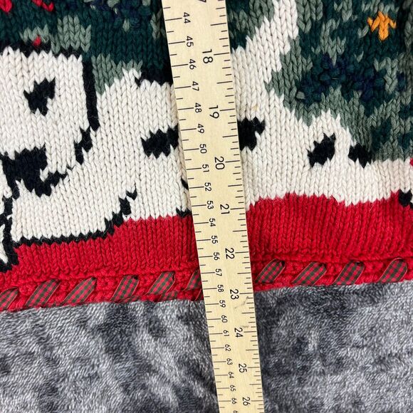 Vtg Woolrich Hand Knit Christmas Tree Dog Bow Sweater Crewneck Women's M - Picture 8 of 12